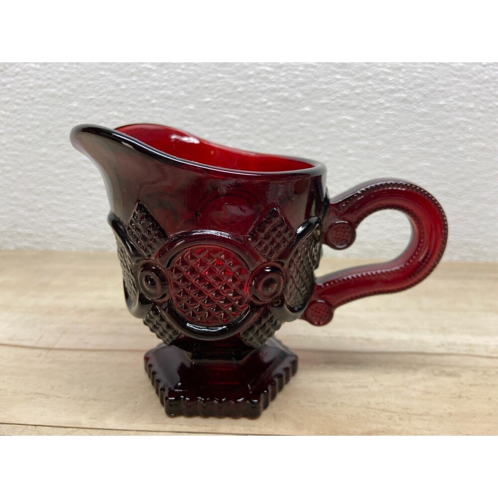Vtg Avon Cape Cod Ruby Red Glass Creamer